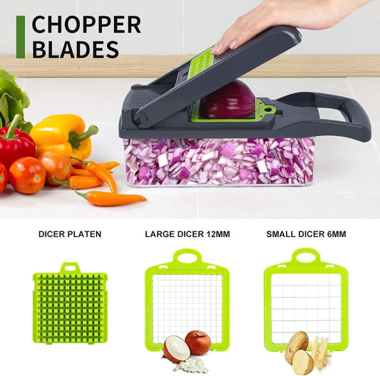 16-in-1 Vegetable Cutter - Slicer, Dicer & Grater with Stainless Steel Blades